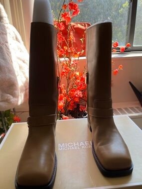 MICHAEL Michael Kors Chestnut Brown Tall Leather Riding Boots